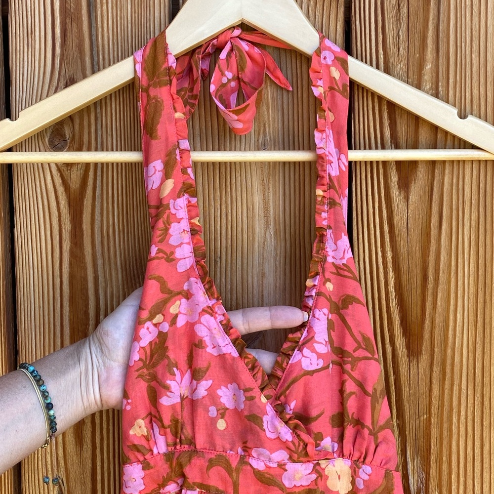 🌸Anthropologie ruffle trimmed bright halter top🌸 - Picture 4 of 16